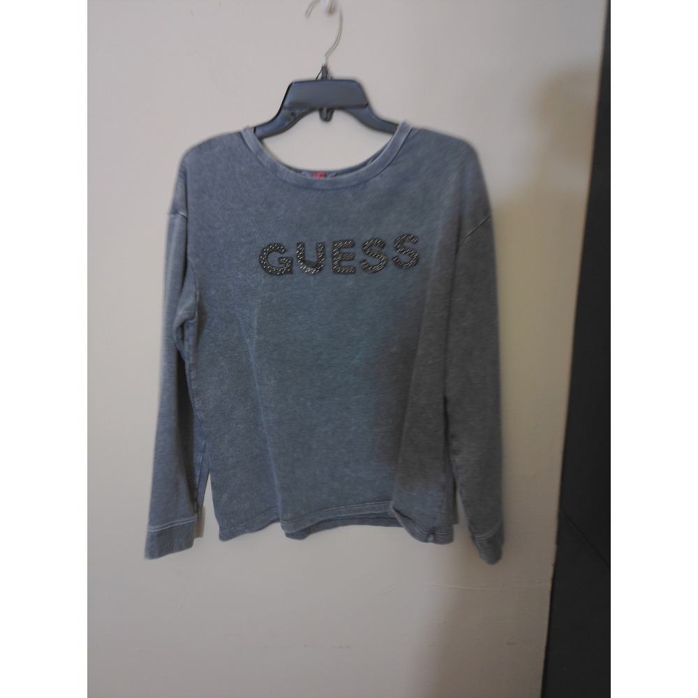 Guess Sweatshirt Womens Large Gray Excellent Studded Mineral Wash VTG inspo